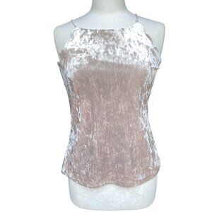 A Byer Y2K Crushed Velvet Tank Top Rose Gold Scallop Going Out Coquette Indie -S